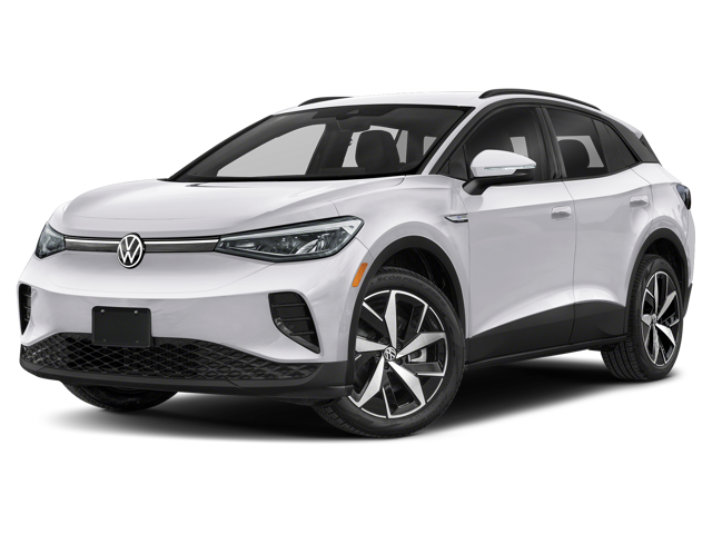 Front view of a white 2025 Volkswagen ID.4 electric vehicle