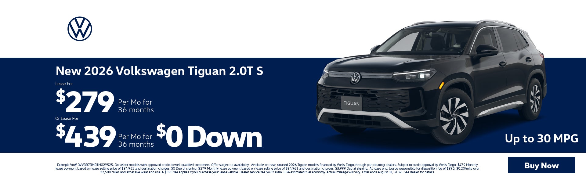 2062 Tiguan Lease $449 with $0 down or 1.9% APR