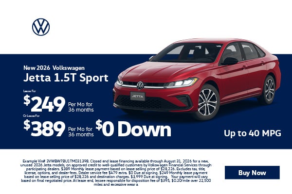 2026 VW Jetta Lease $389 with $0 down!