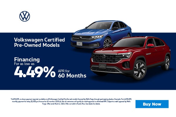 All Volkswagen Certified Pre-owned 4.49% APR for 60 mo