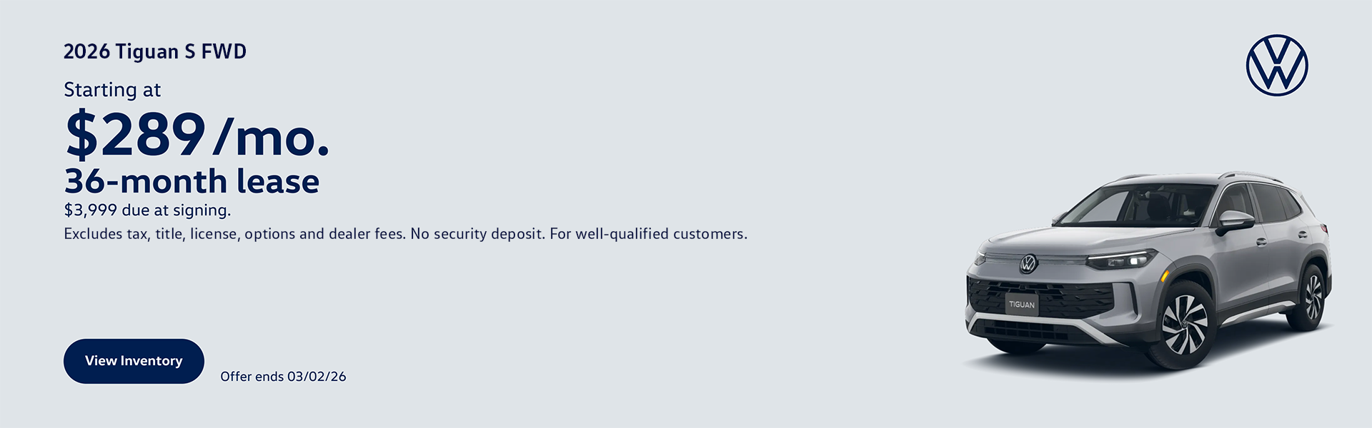 2026 Tiguan National Lease Offer