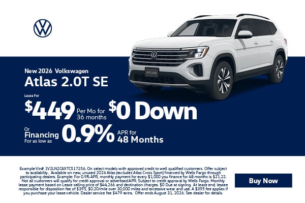 2026 Atlas Lease $449 with $0 down or 0.9% APR 